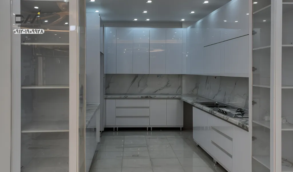 اشپزخانه با کابینت ام دی اف سفید در اسلامشهر