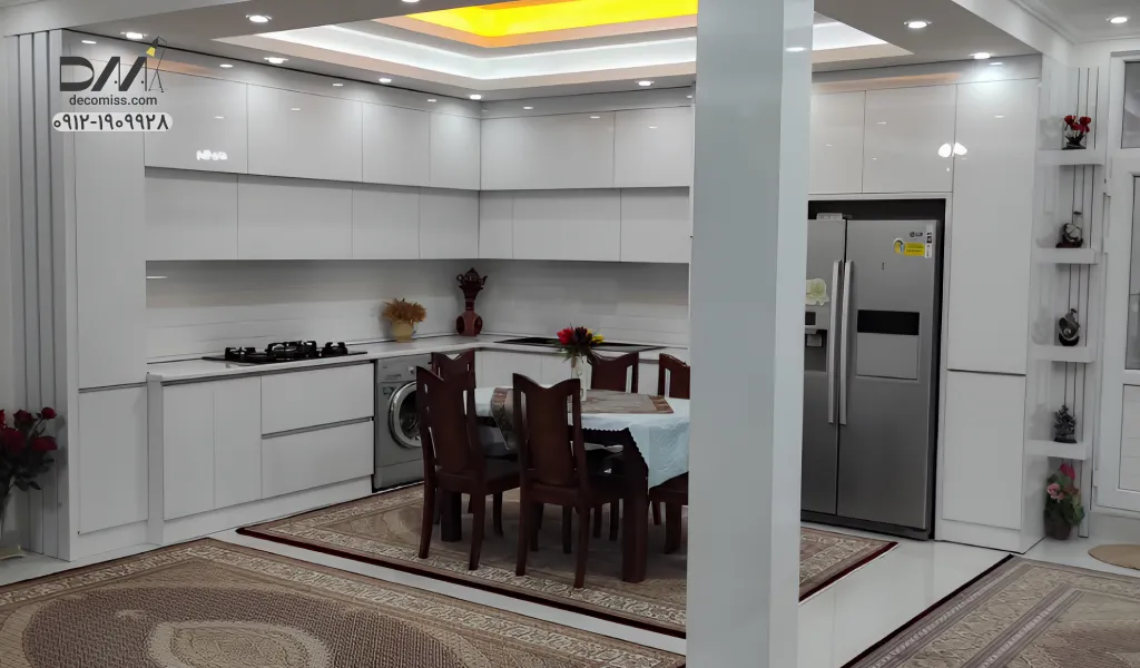 اشپزخانه با کابینت ام دی اف سفید در اسلامشهر