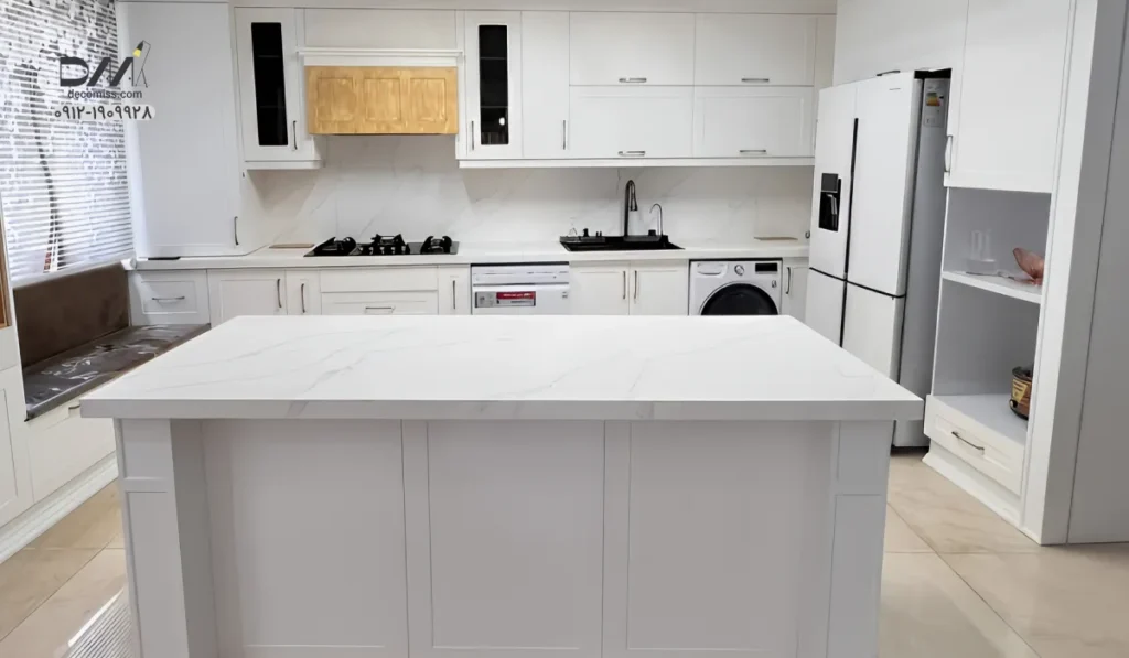نصب کابینت آشپزخانه نئوکلاسیک سفید