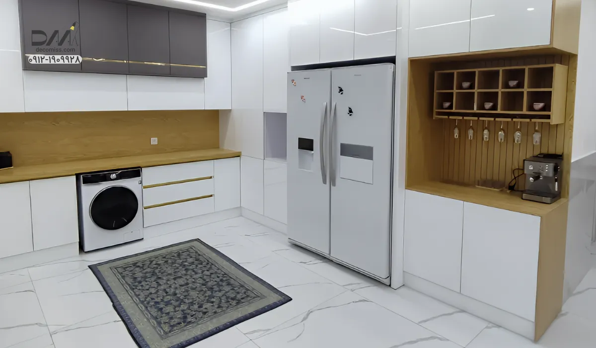 کابینت آشپزخاننه سفید قهوه ای